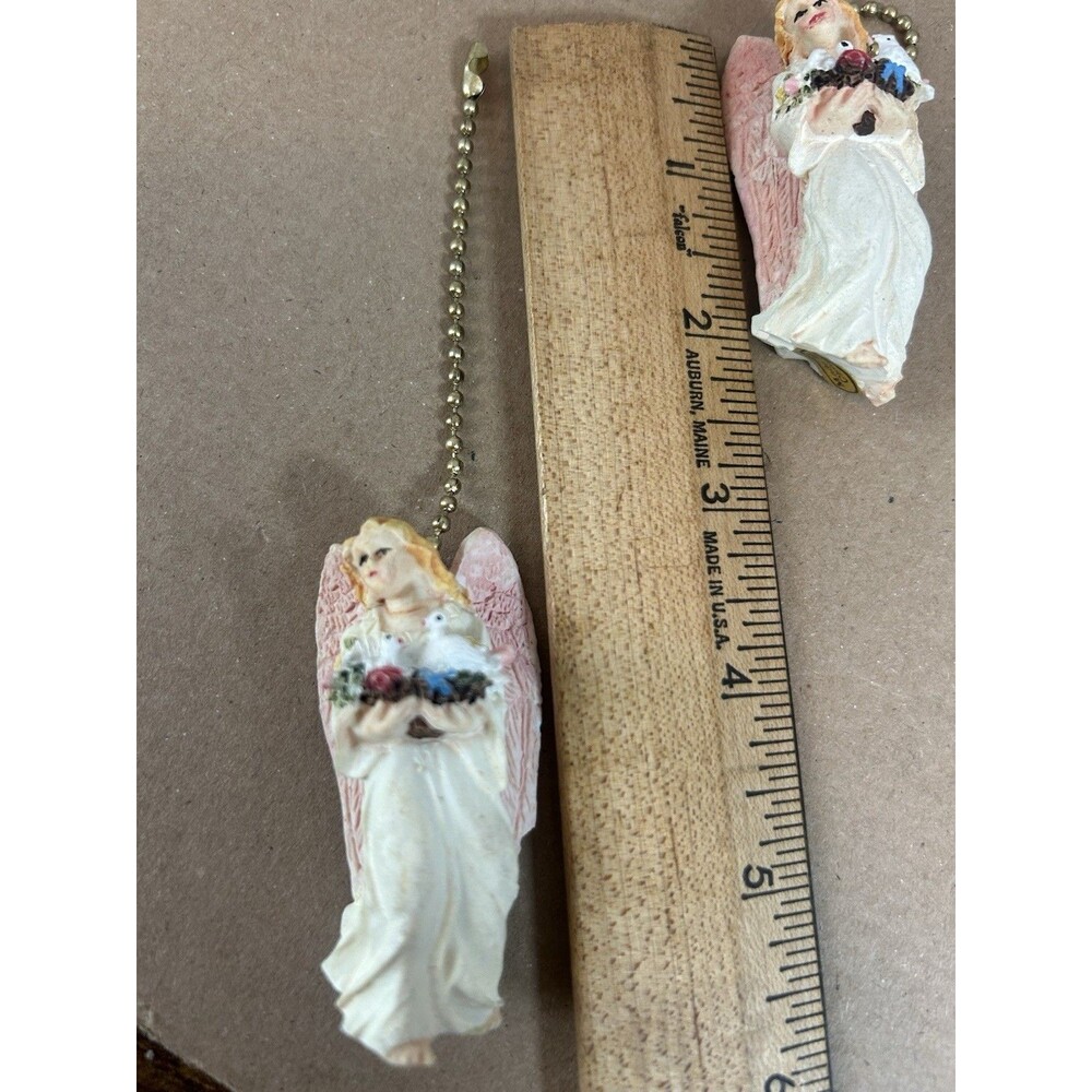Polystone Angel Ceiling Fan Pull Chain Set Vintage 2.5in Figurine Decor Lot (2) - Picture 7 of 10